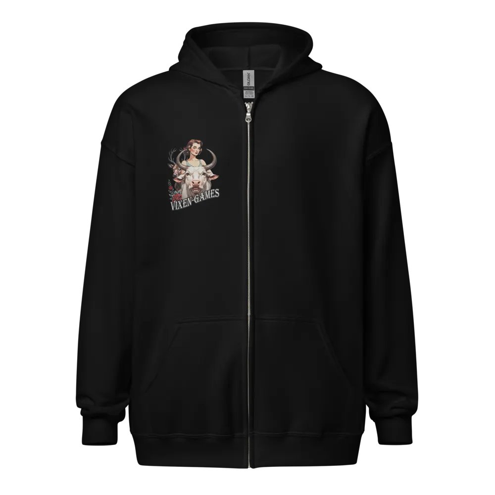 Vixen Games Bull and Stag with roses Zip Up Hoodie product image (13)