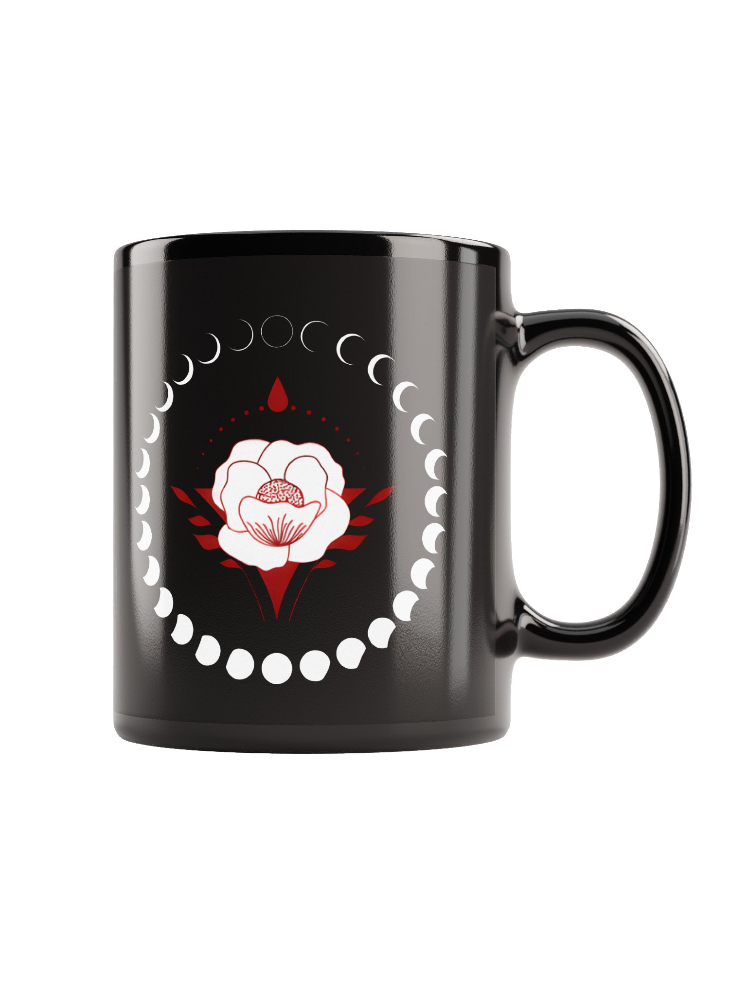New Moon Cycle Floral Coffee Mug Black | Well Women Rising product image (3)