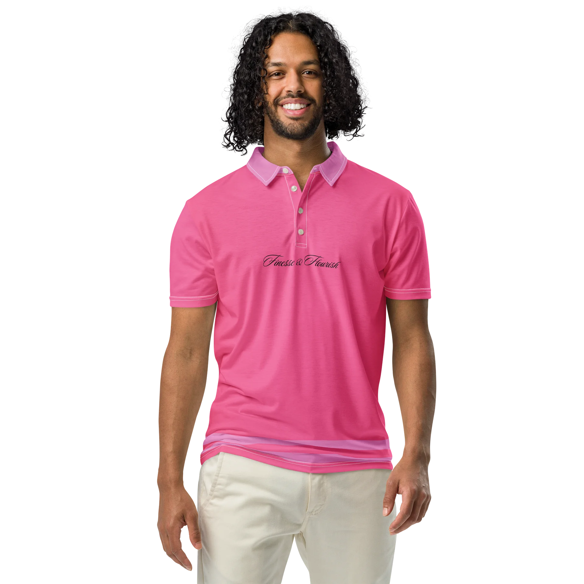 F&F Script Bubble Gum Slim Fit Polo Shirt product image (3)