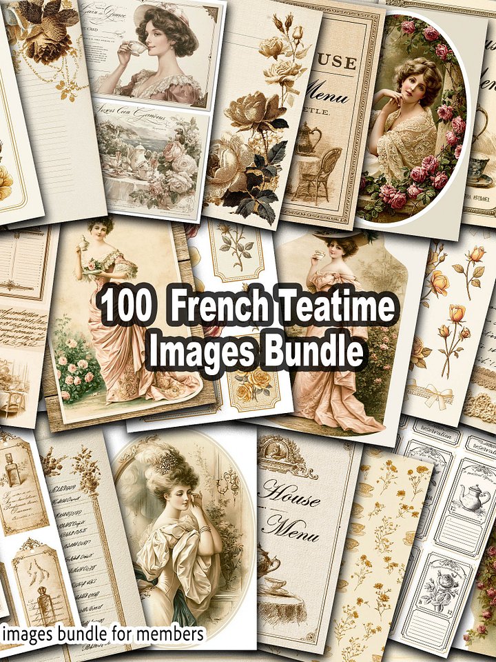 100 French Teatime IMAGES BUNDLE + FREE FOLIO, Tags, Sound track product image (1)
