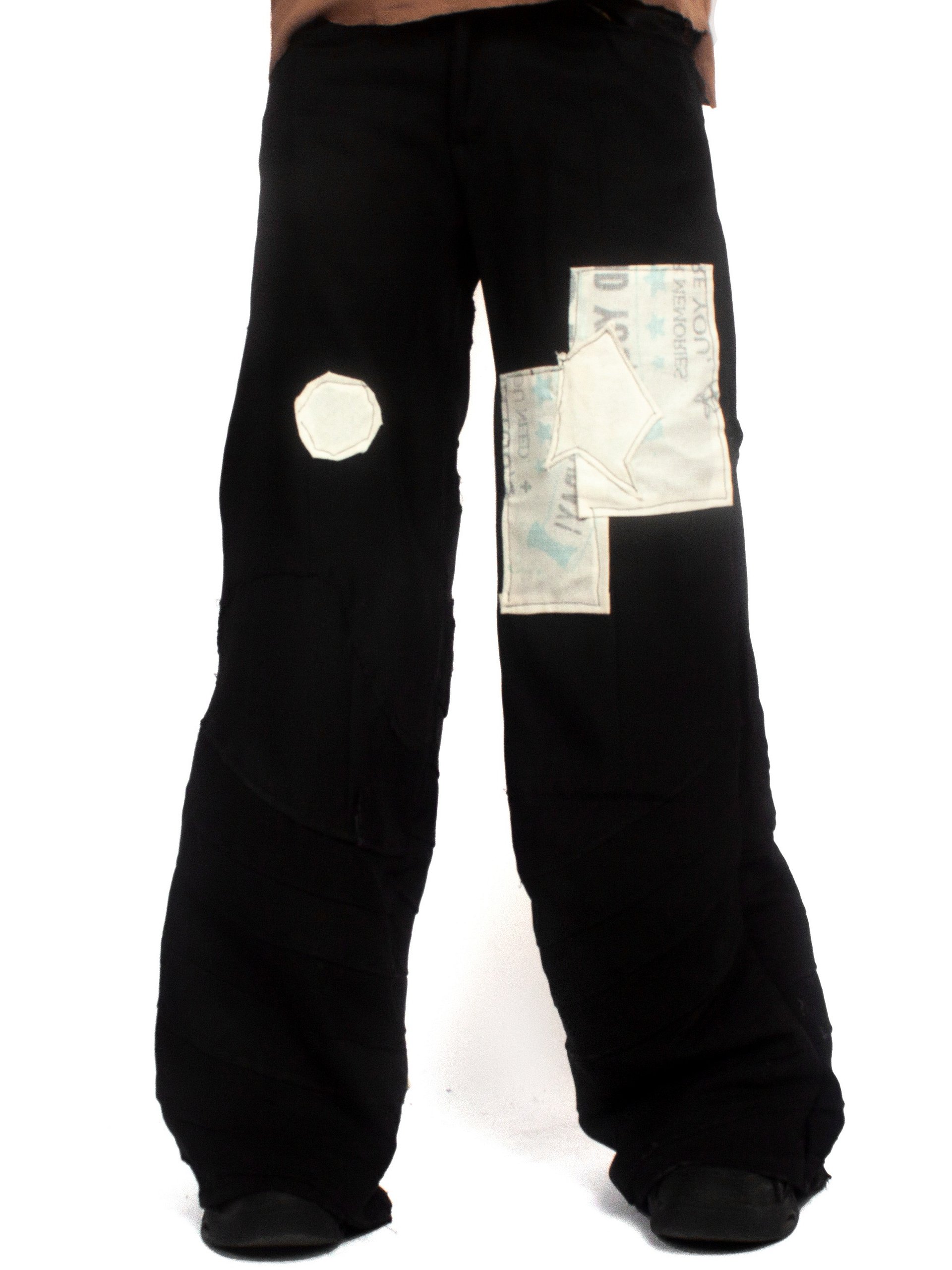 SPIRAL PATCHWORK TROUSERS - BLACK - 32 product image (1)