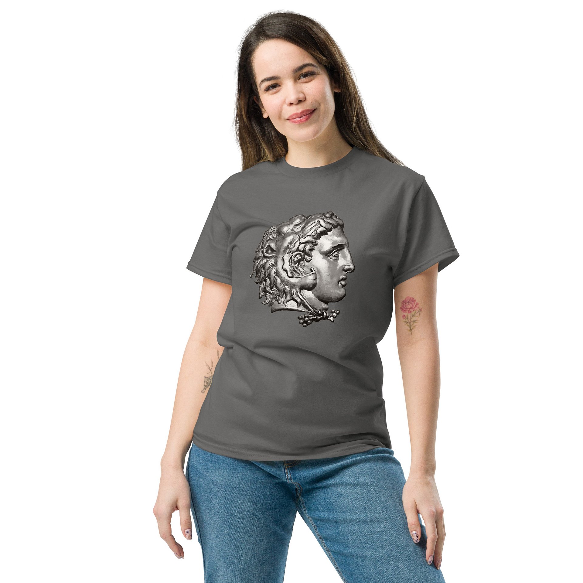 Alexander the Great of Macedon as Heracles Authentic Art from 2nd Century BC, White or Charcoal T-shirt product image (4)