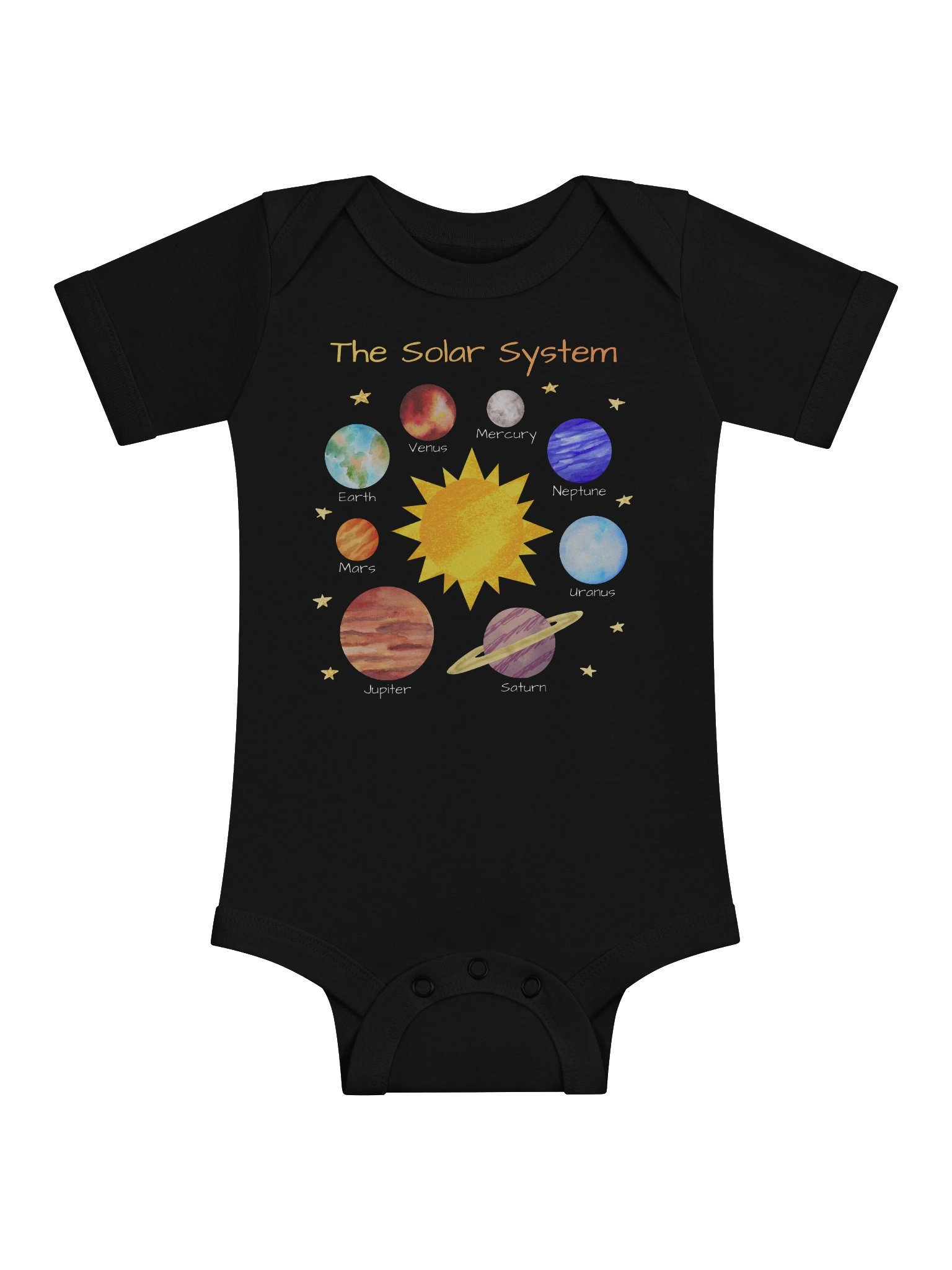 The Solar System - Science Baby Onesie in Black product image (1)
