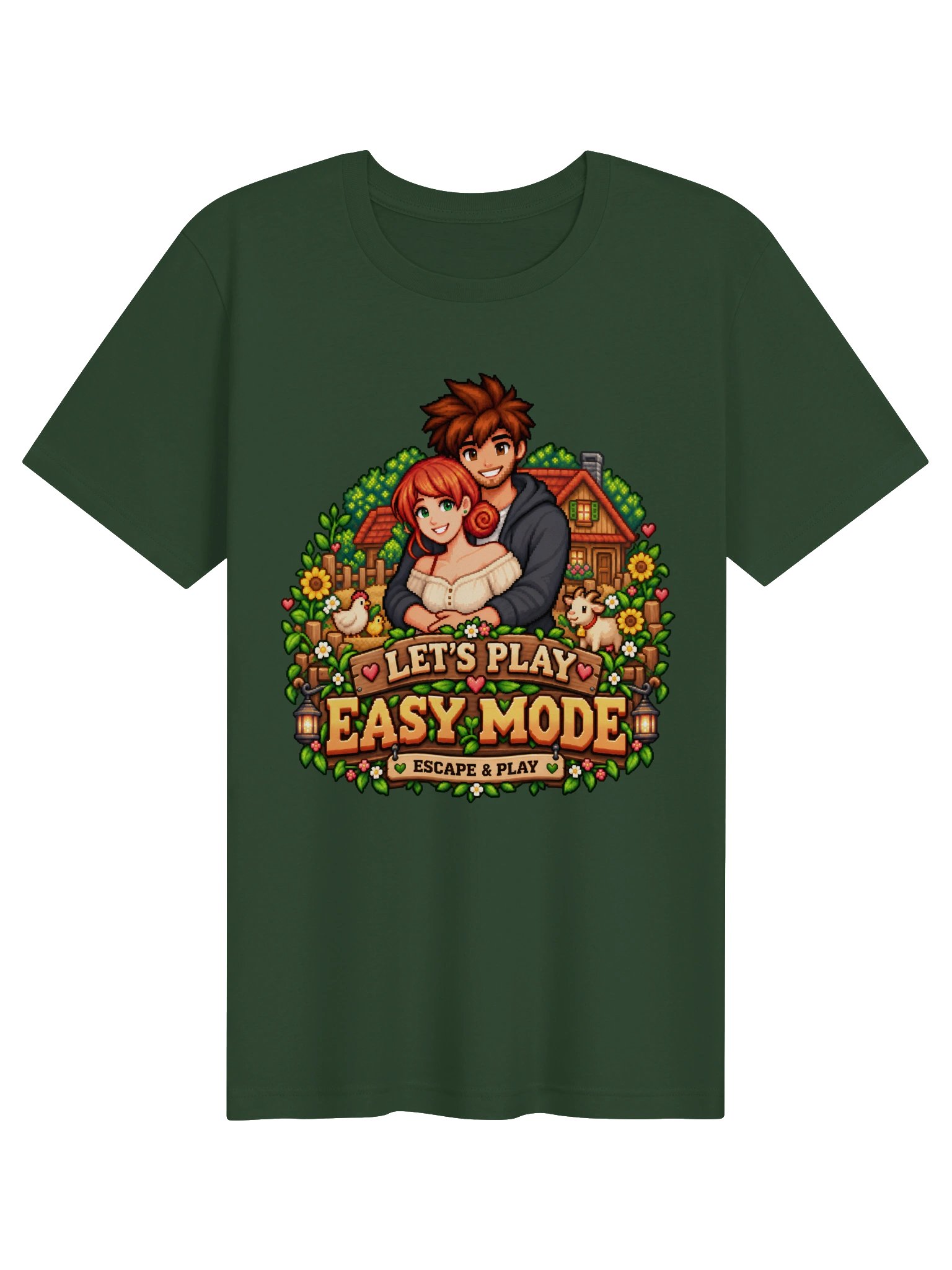 Let’s Play Easy Mode: Cozy Farm Tee – Forest Green product image (1)