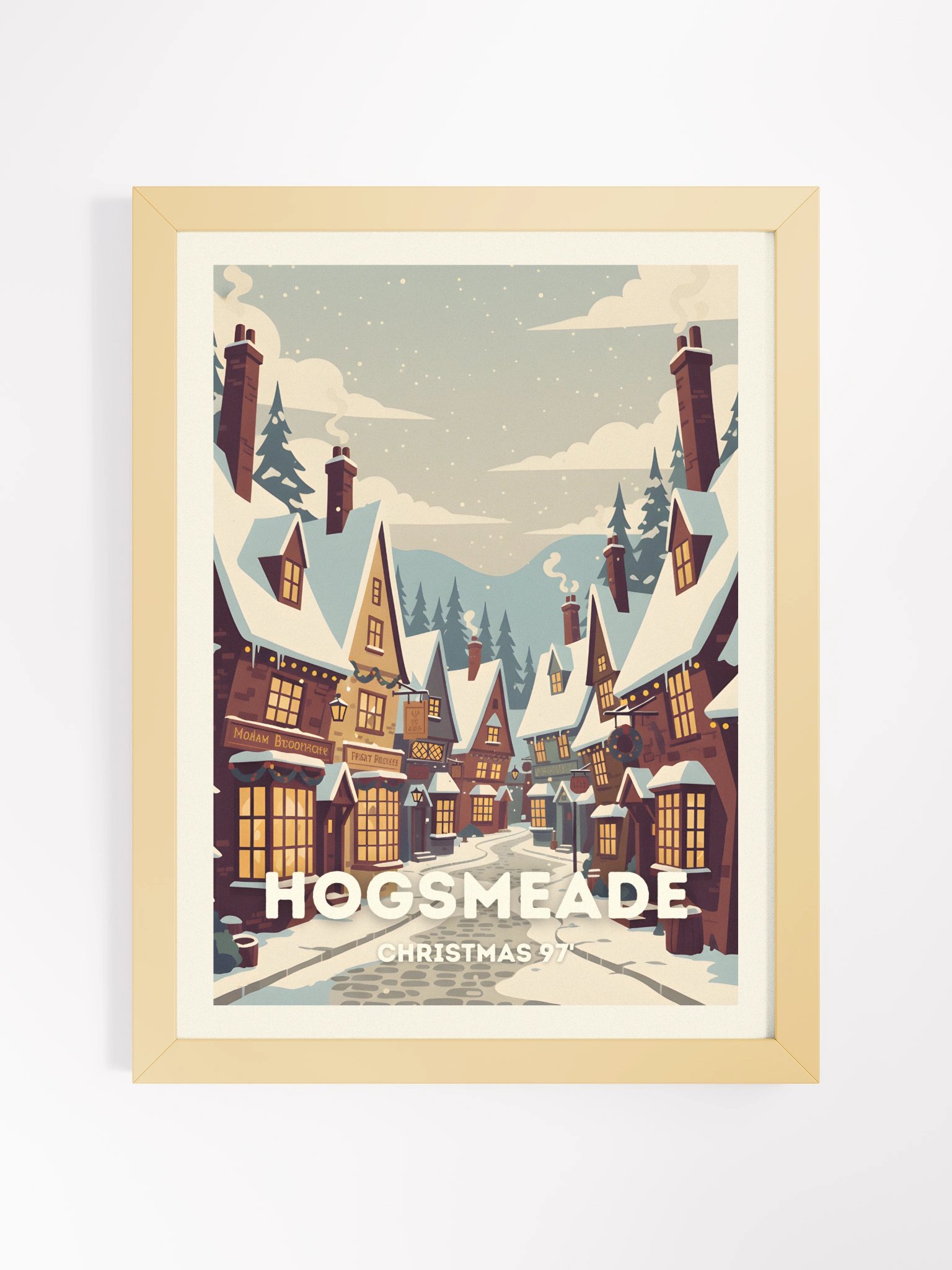 Magical Village Christmas Holliday Festive Vintage Travel Poster product image (1)