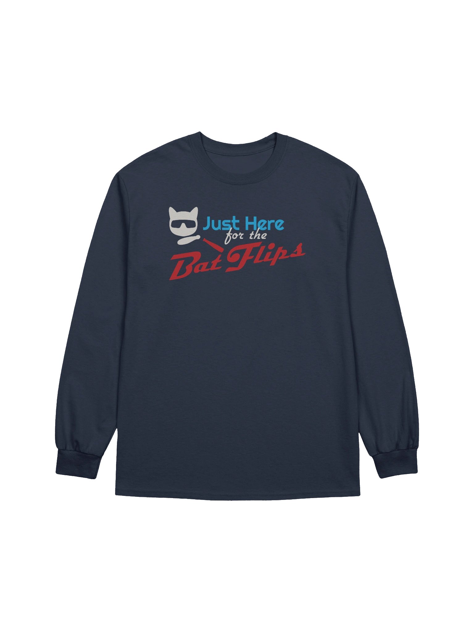 Baseball Cat (Just Here for The Bat Flips) - Unisex Adult Long Sleeve T-shirt product image (1)