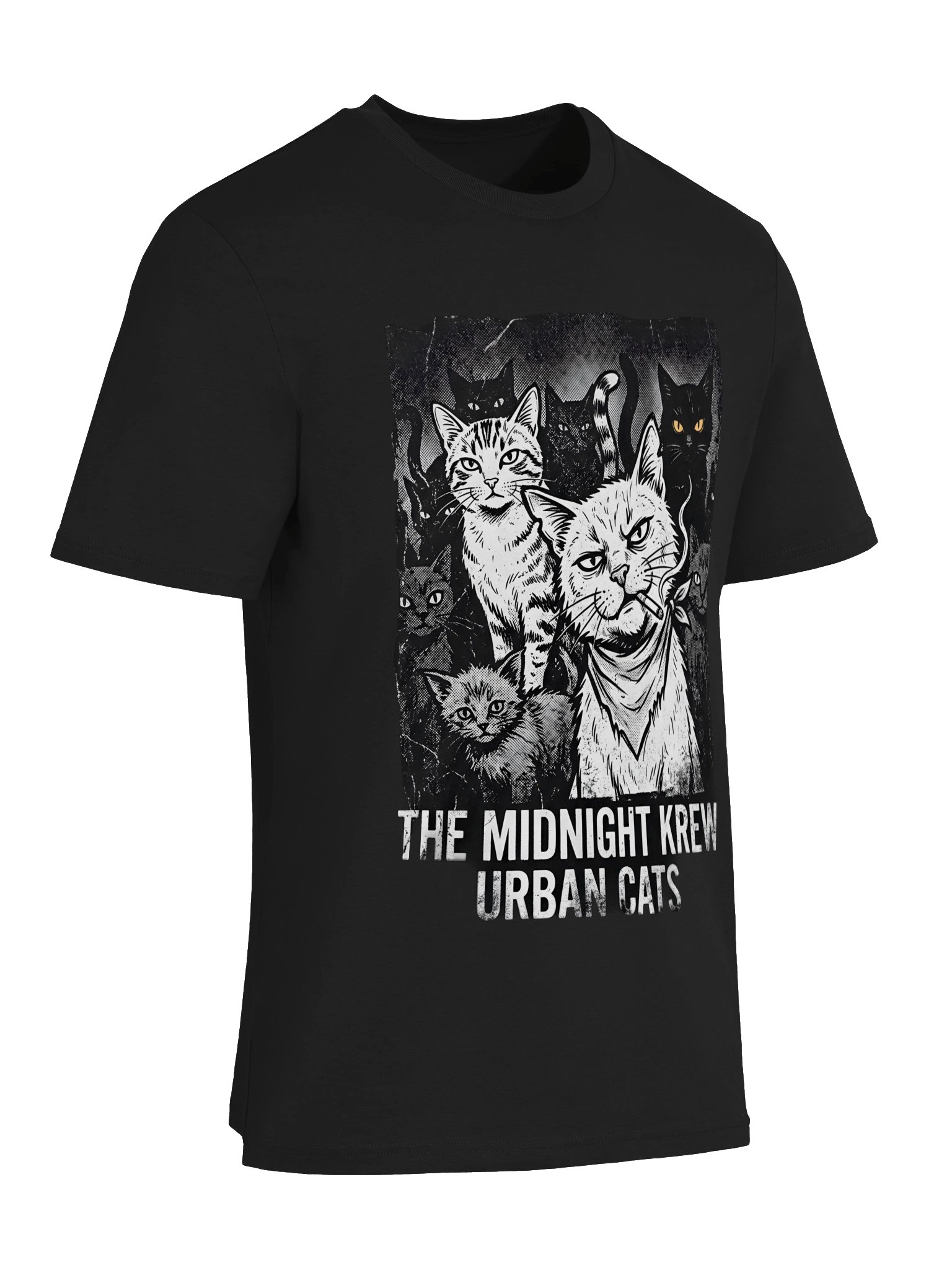The Midnight Krew Urban Cats T-Shirt | Gritty Streetwear Cat Graphic Tee product image (40)