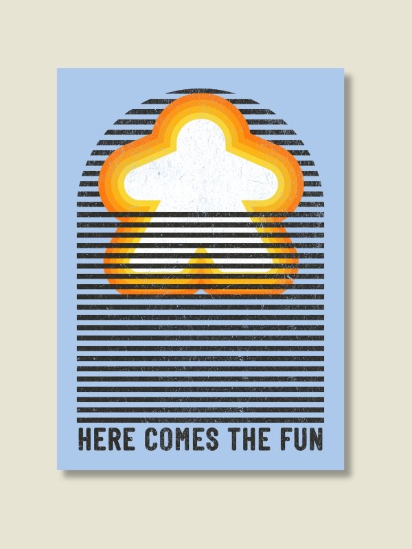 Retro Sunshine Meeple Board Game Room Poster - UNFRAMED product image (1)