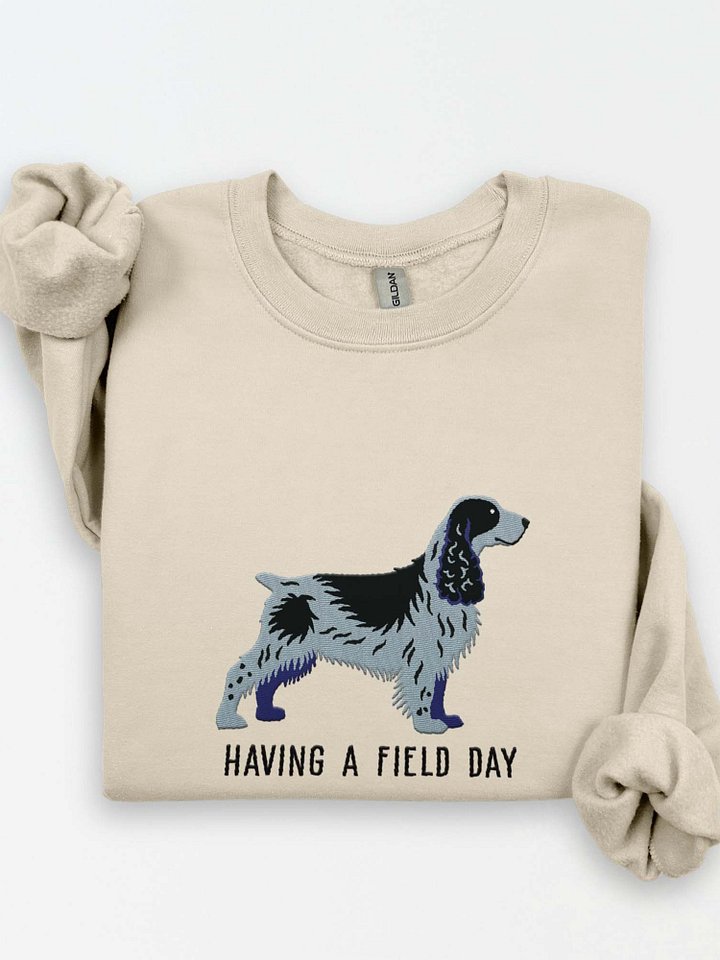 Having a Field Day Sweatshirt (Embroidered) of a Field Spaniel(Blue Roan) product image (1)