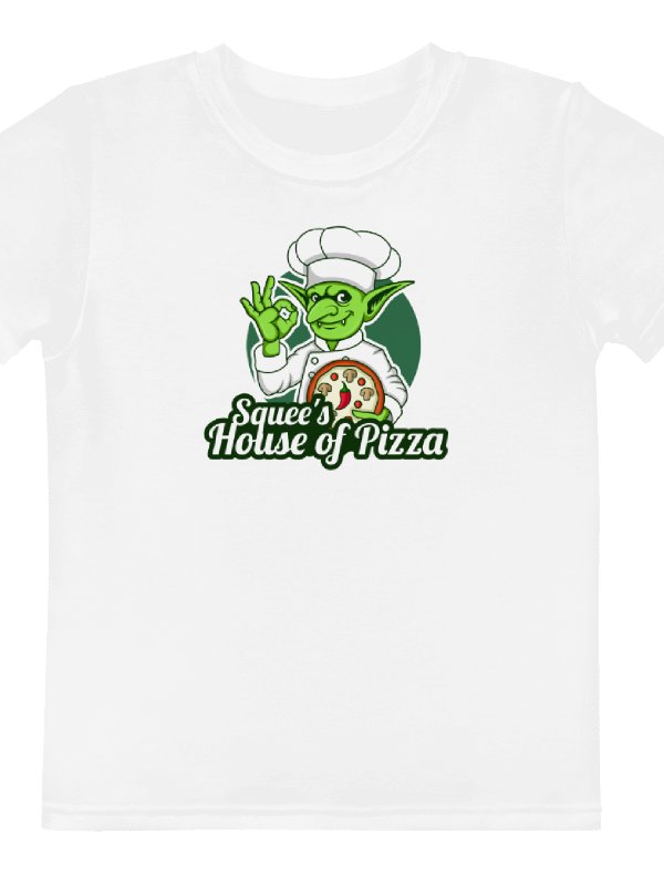 Squee’s House of Pizza Kids Crew Neck T-Shirt (White) product image (1)