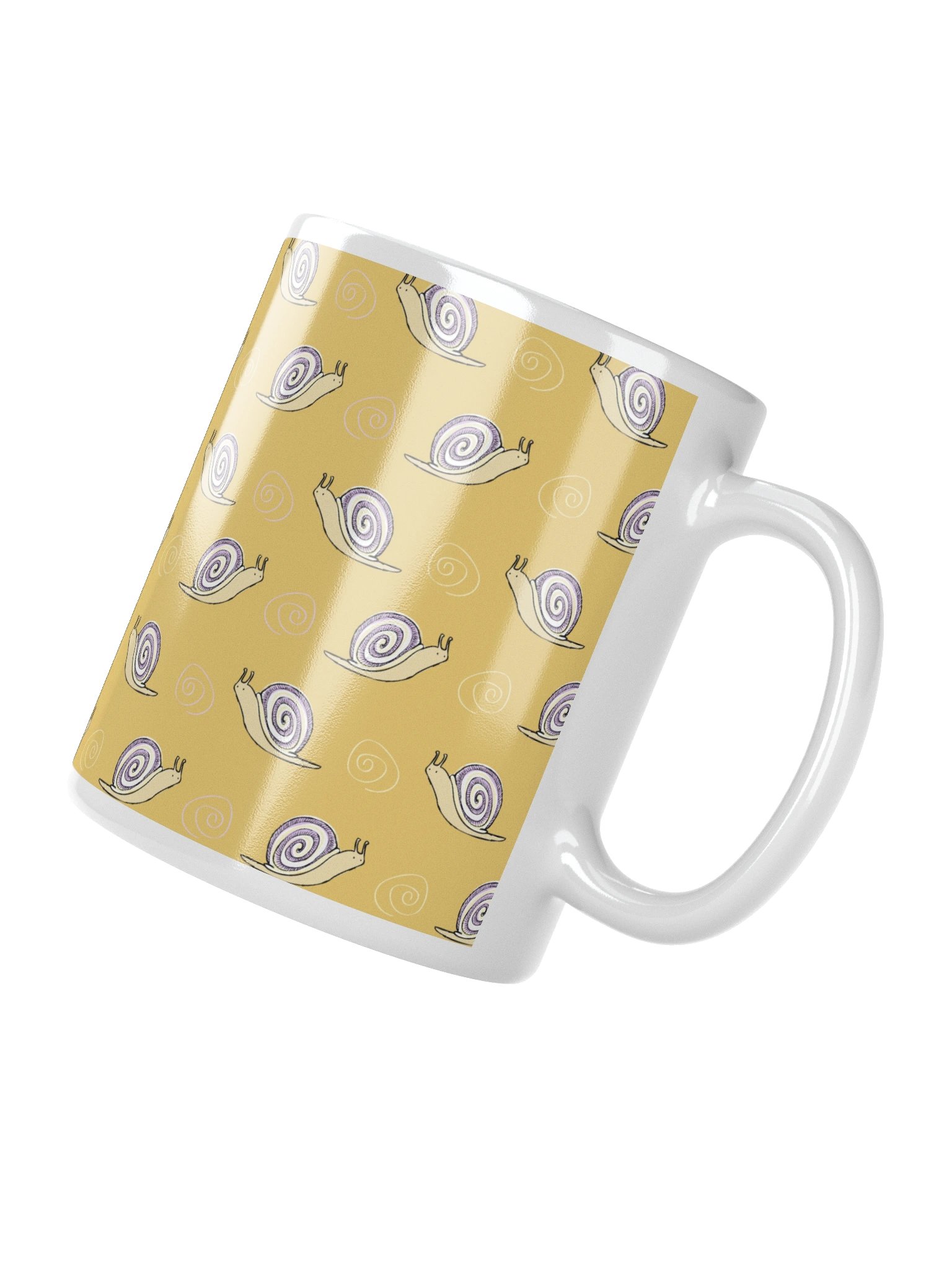 Snails Doodle Patterned Mug, Yellow product image (3)