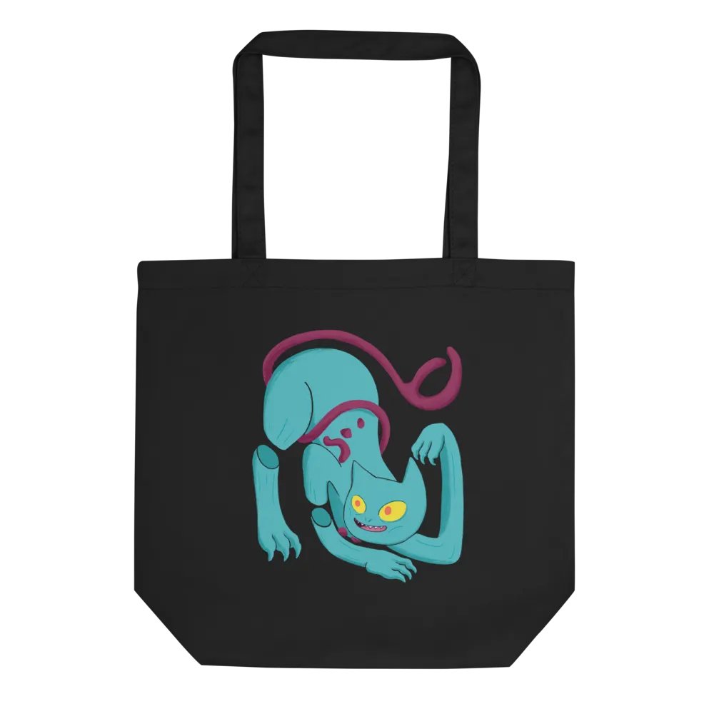 Demon Cat With Text Double Sided Totebag - Black product image (1)