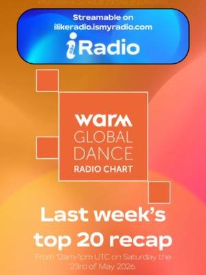 🔴 | WARM's Global Dance Radio Chart — Live from 12am-1pm UTC on Saturday, 23rd May 2026: #shorts #ilikeradio #ilikepresents ━━━━━━━━━━━     ABOUT THIS SHOW    ━━━━━━━━━━━  The WARM Global Dance Radio Chart is a monthly Top 20 countdown showcasing the most popular and widely supported dance tracks from across the global electronic music scene.  Compiled using airplay data from radio stations worldwide, the chart highlights the biggest current releases in genres such as house, techno, trance, and beyond.  Powered by Syndicast, the official radio programme delivers a professionally produced countdown format, offering stations a consistent and up-to-date snapshot of the global dance music landscape.  ━━━━━━━━━━━     ABOUT ILIKERADIO     ━━━━━━━━━━━  We're an independent variety music broadcasting station based in the United Kingdom, dedicated to delivering a diverse range of music genres, engaging programs, and a unique listening experience for our audiences across the nation and online. You can listen to ilikeRadio through Caster.FM (⁠ilikeradio.ismyradio.com⁠), our Discord bot and more!  ━━━━━━━━━━━          LISTEN LIVE          ━━━━━━━━━━━  🎧 Caster.FM: ilikeradio.ismyradio.com 🎧 LeonXM: https://ilikepresents.short.gy/leonxm 🎧 OnlineRadioBox: https://onlineradiobox.com/uk/ilike  ━━━━━━━━━━━          PROGRAMS          ━━━━━━━━━━━  • Afternoon Hits (Every Saturday from 12am-2pm UTC) • The Monthly Big 15 (hosted by Leon) • WARM Global Dance Radio Chart — Top 20 (Every other Saturday from 12am-1pm UTC) • & More to come!  ━━━━━━━━━━━          DISCLAIMER          ━━━━━━━━━━━  ⚠️ : ilikeRadio owns nothing but the editing and jingles of these broadcasts. All musical rights go to the respective owners.