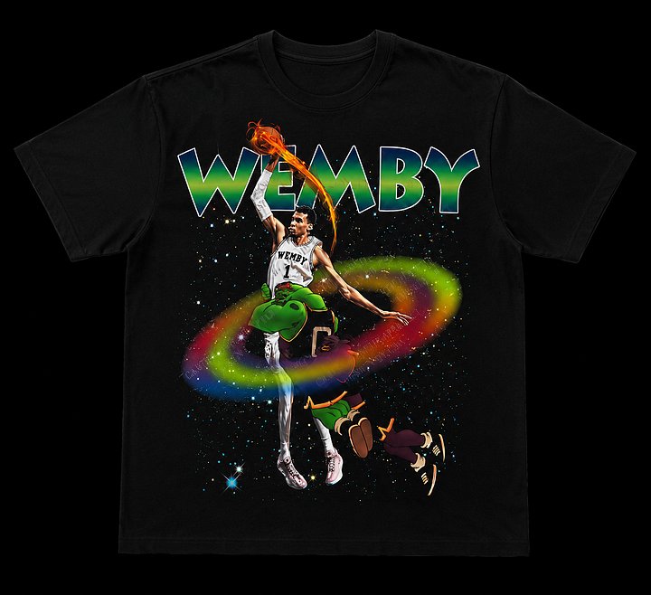 Wemby Space Jam Alien Dunk Shirt | Victor Wembanyama 90s Bootleg Tee product image (1)