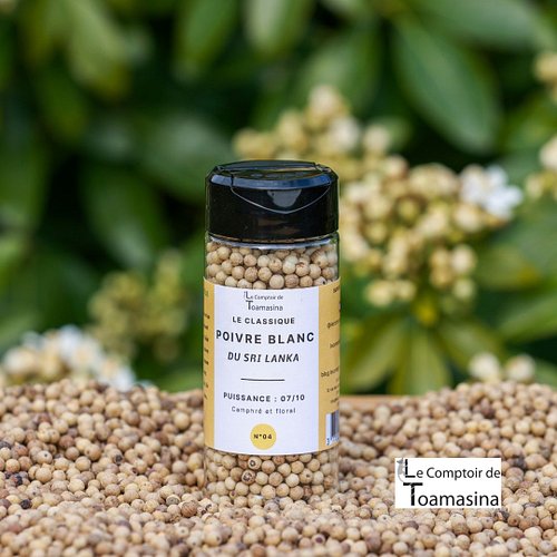 Le poivre blanc du Sri Lanka : puissance 07/10 et notes camphrées 🌸

Obtenu en laissant mûrir les baies avant de retirer leur...