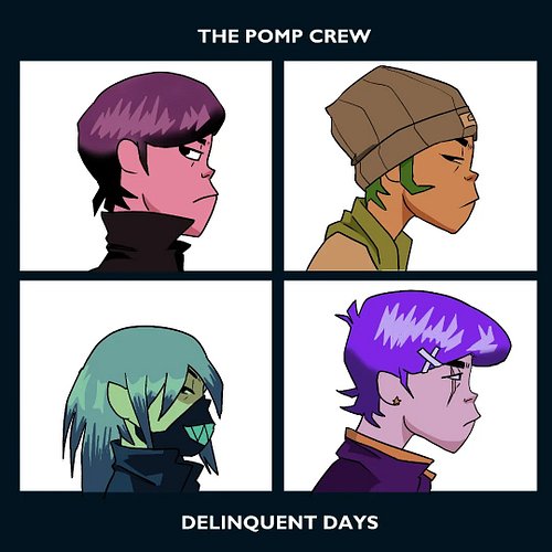 Drew my vtuber, Ondy, and my vtuber pals like the cover of The Gorillaz's 