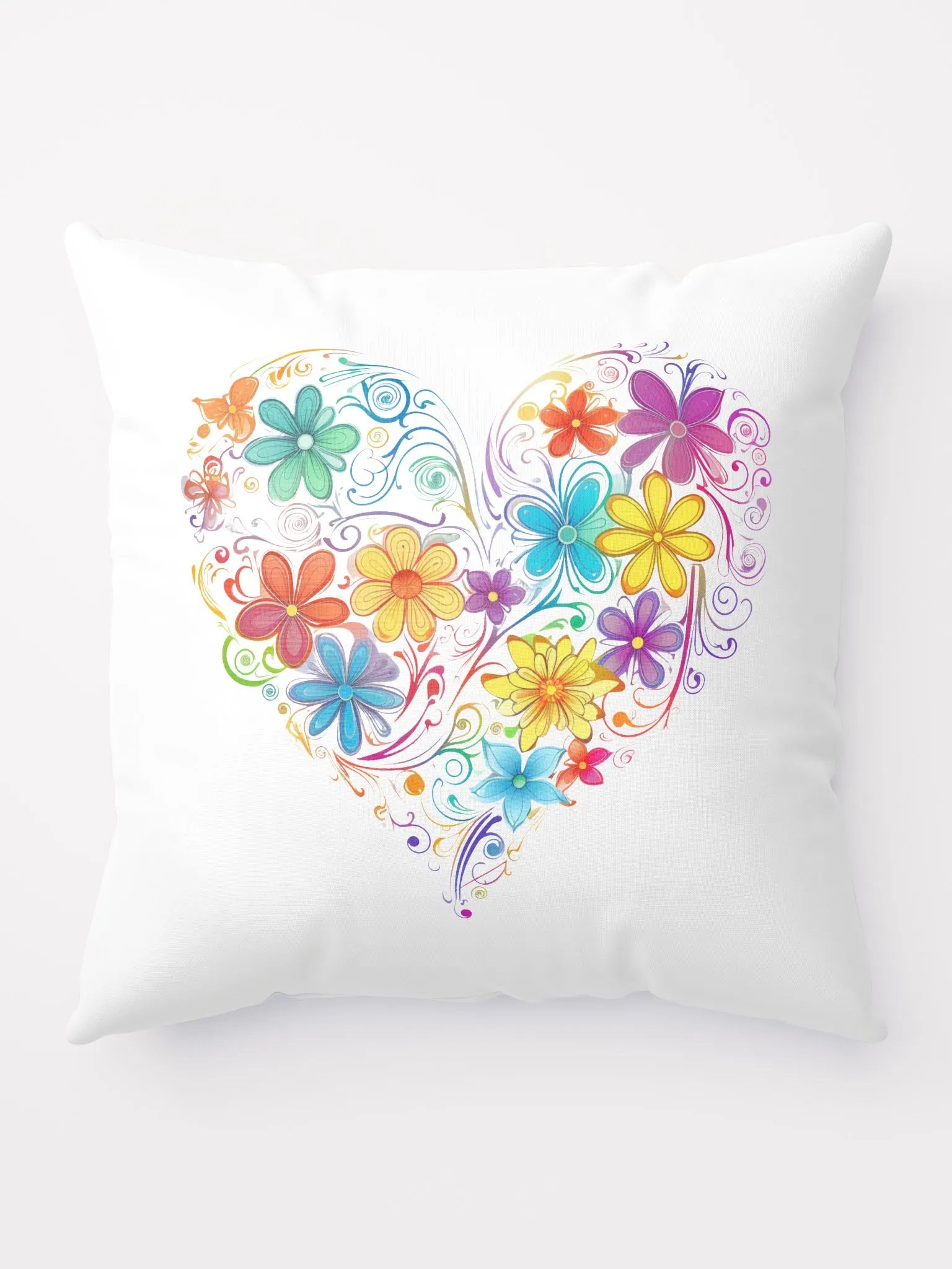 Floral Heart Rainbow Pillow product image (1)