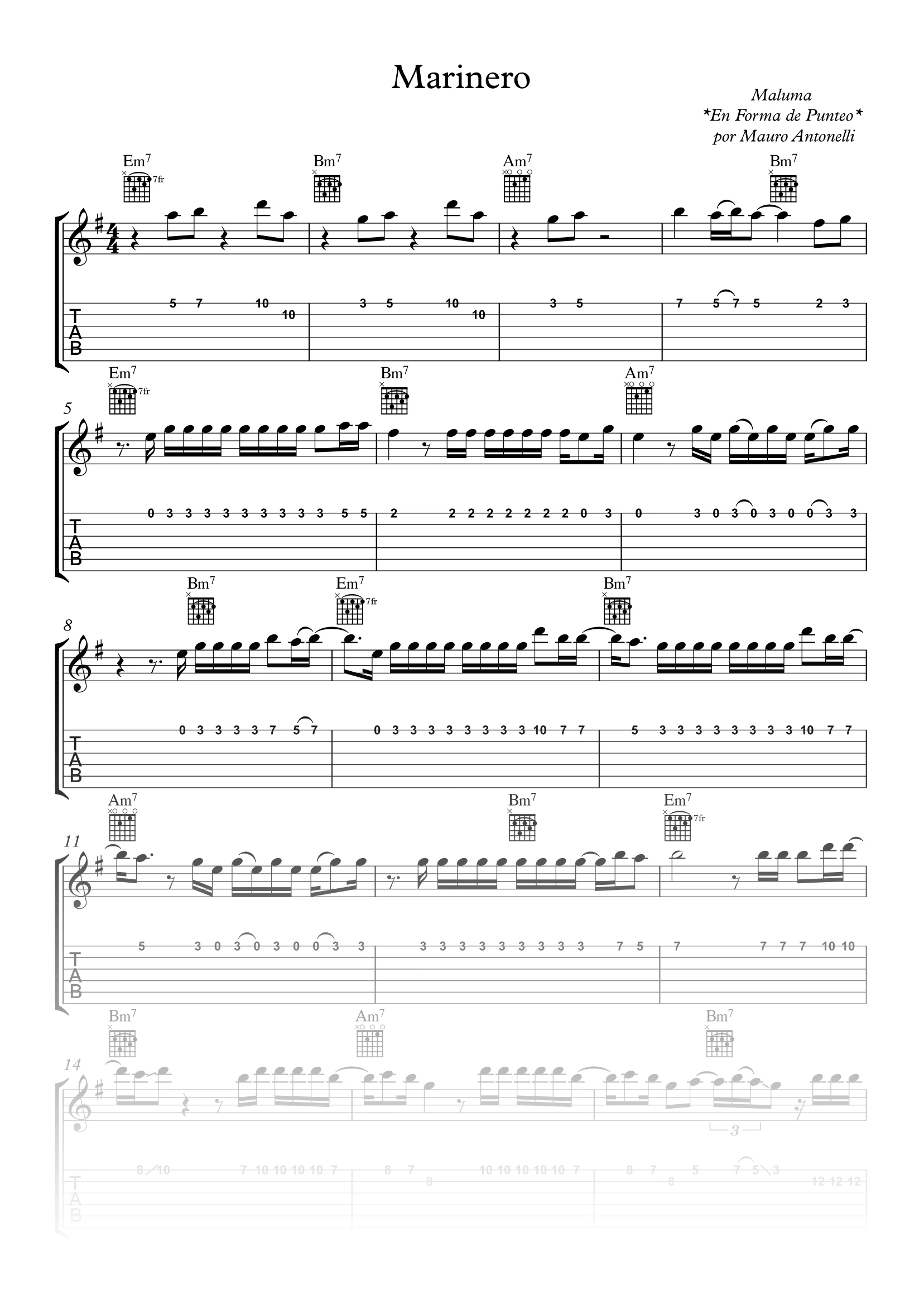 Marinero - Partitura + Tab + Acordes + Pista product image (1)
