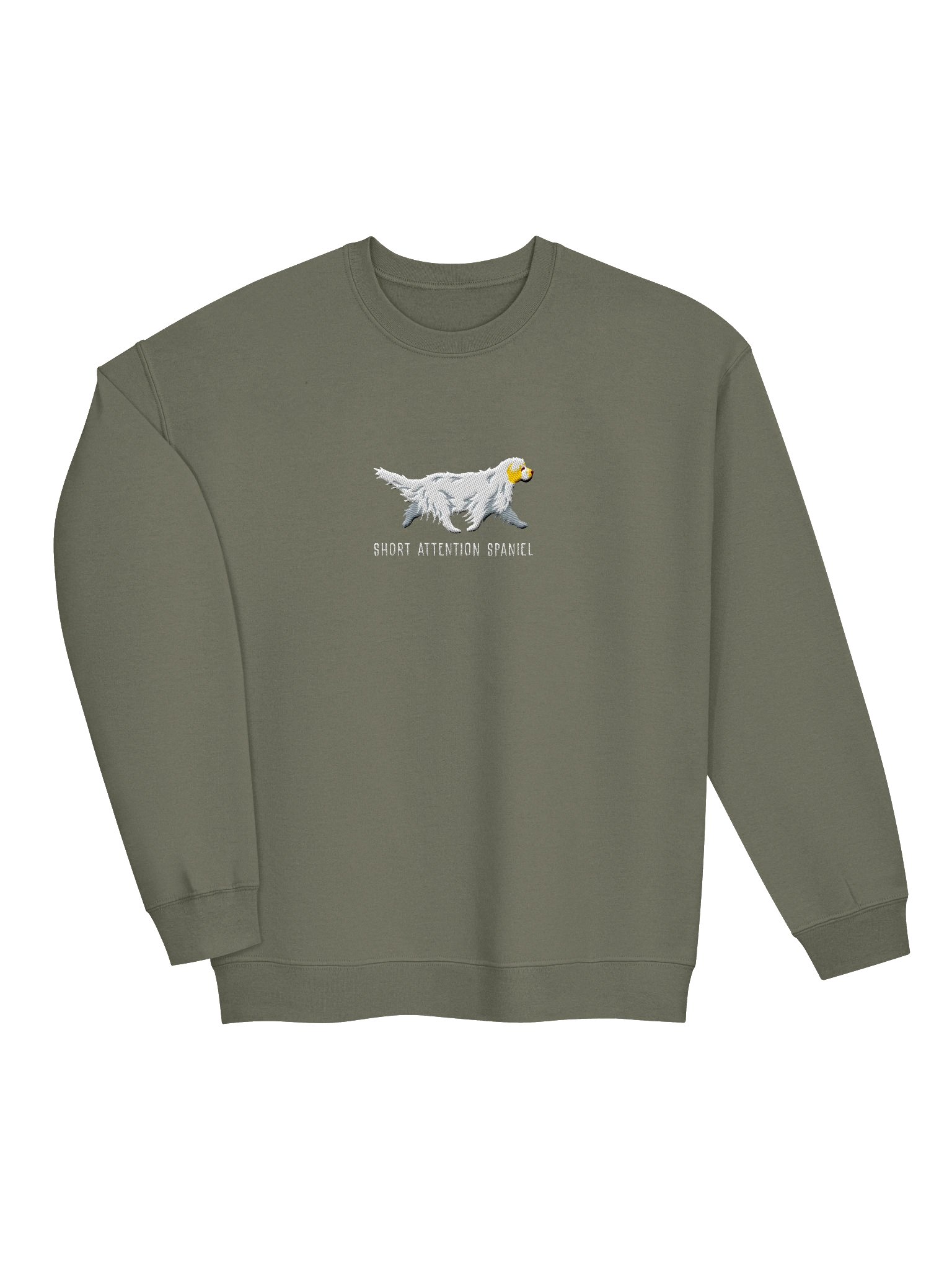 Short Attention Spaniel Sweatshirt (Embroidered) of a Clumber Spaniel(Lemon & White) product image (6)