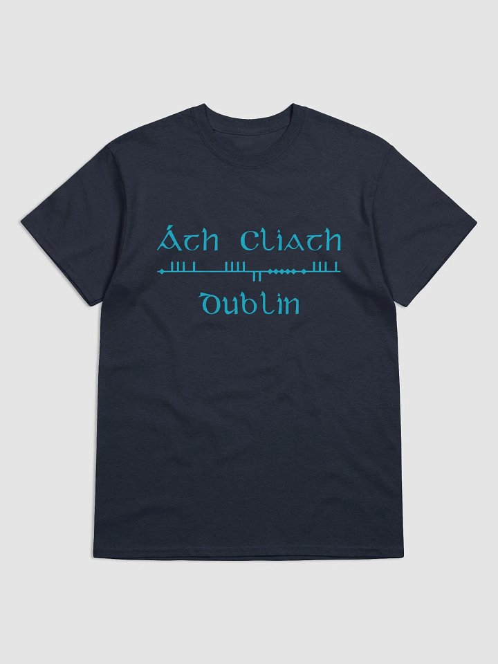Dublin/Áth Cliath, light Blue Scholastic style ogham. printed T-shirt product image (1)