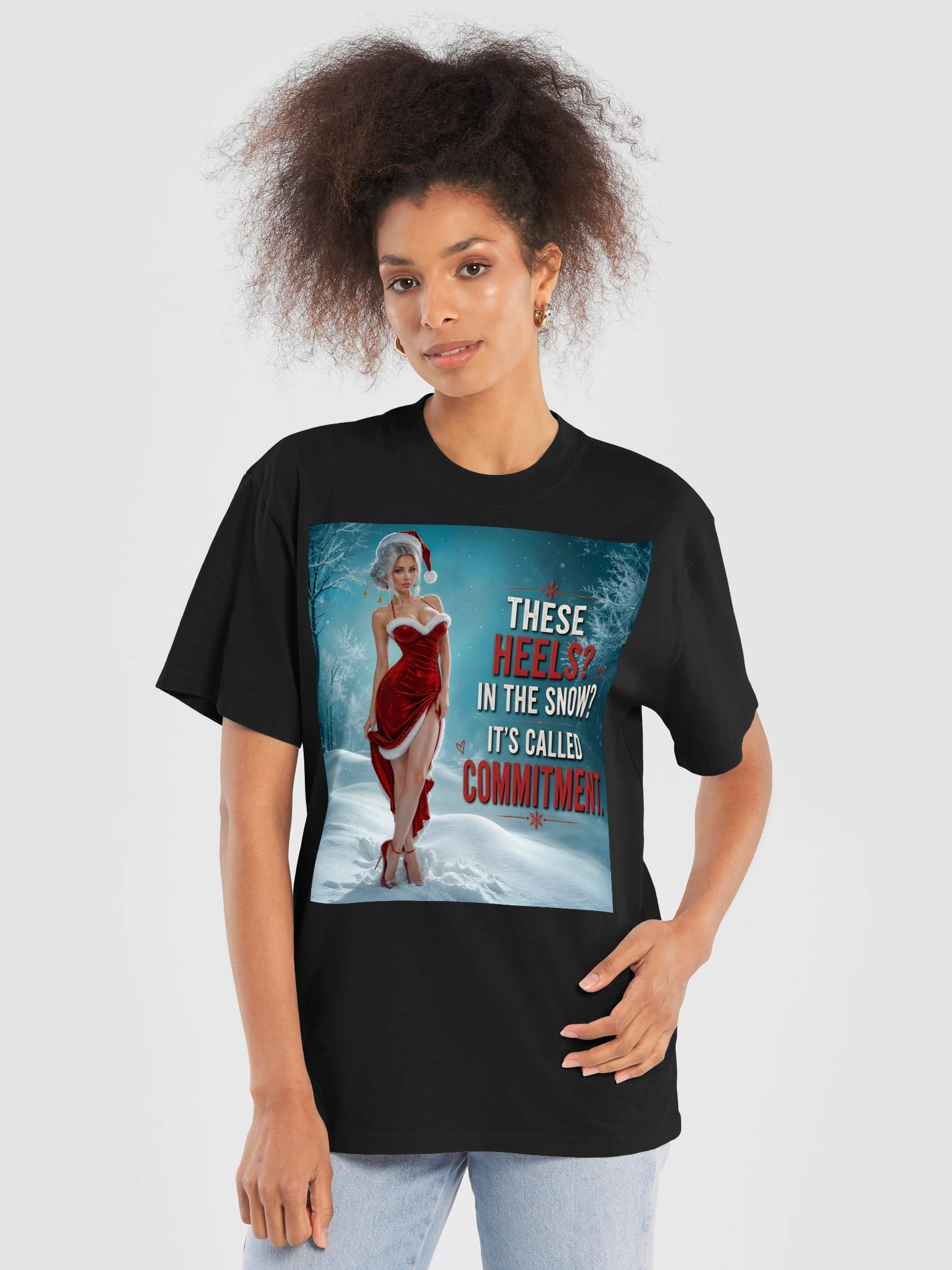 These Heels In The Snow Christmas T-Shirt | Funny Santa Holiday Fashion Gift for Women product image (6)