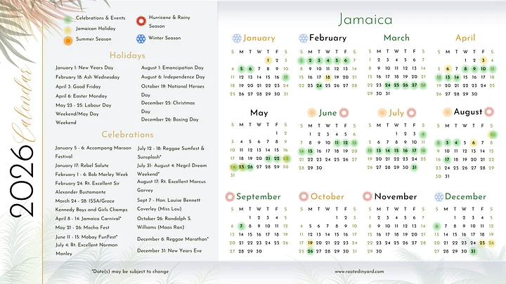 Jamaica Calendar (2025–2026) product image (2)