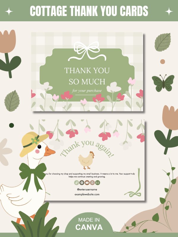 Cottagecore Canva Thank You Cards (MRR/PLR) product image (1)