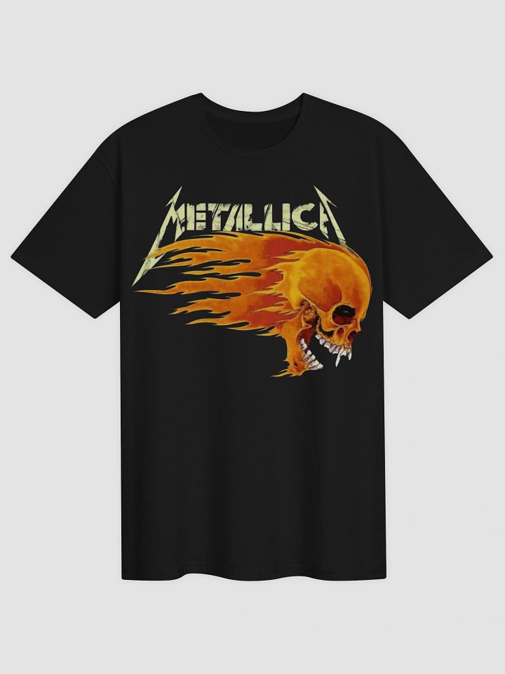 Metallica Flaming Skull T-Shirt | Damaged Justice Tour Dark Art Graphic Tee | And Justice for All Navy Blue Thrash Metal Collector Band Shirt product image (2)