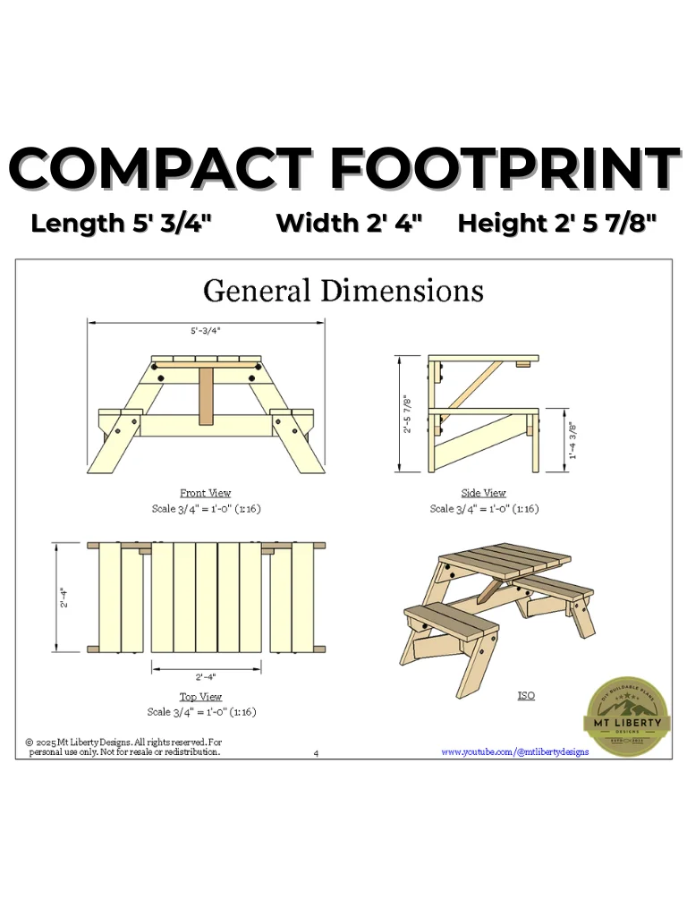 2 Person Picnic Table: DIY Build Plans & Construction Guide product image (3)