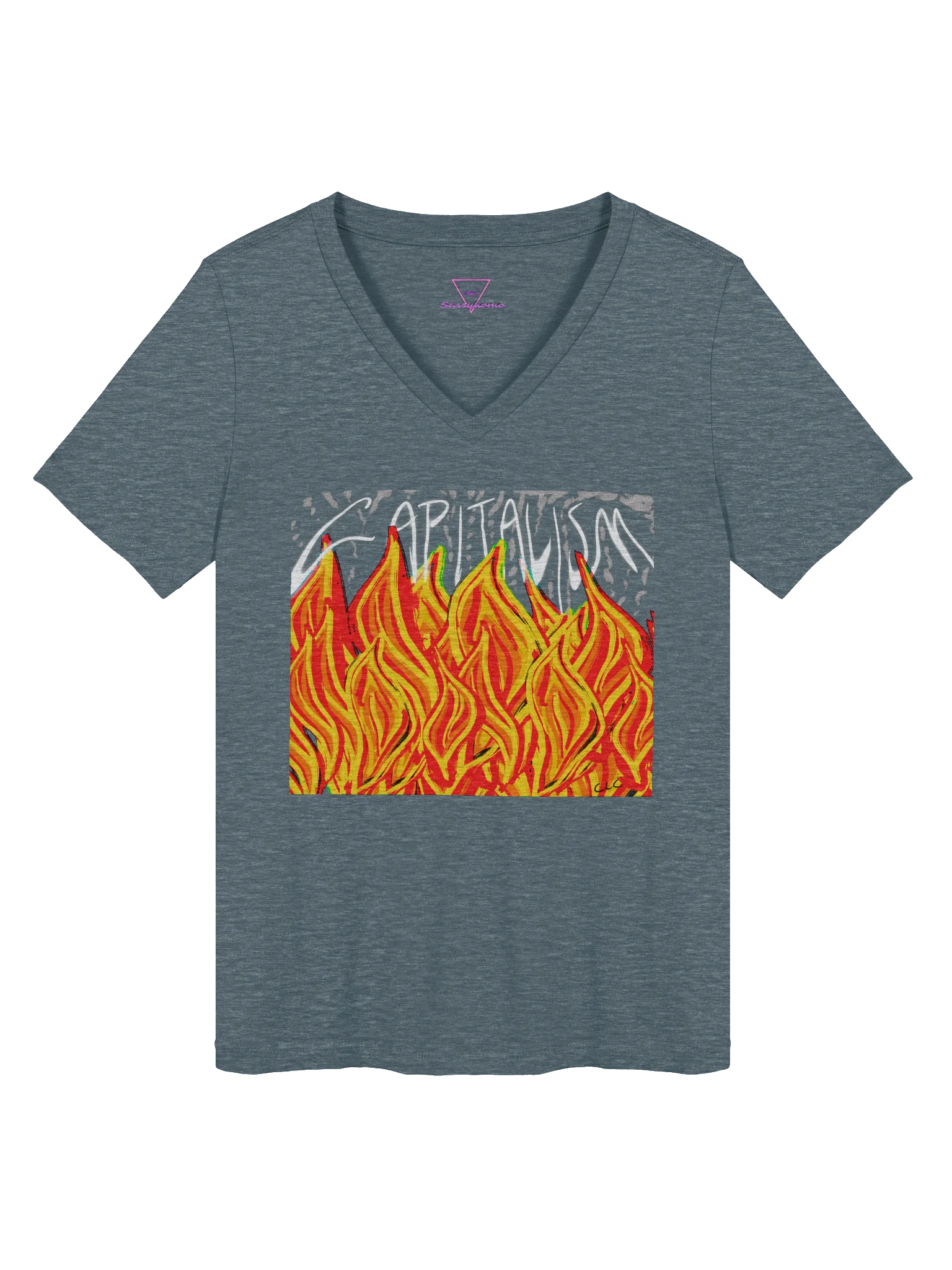 Burn Capitalism Down vneck tee product image (1)