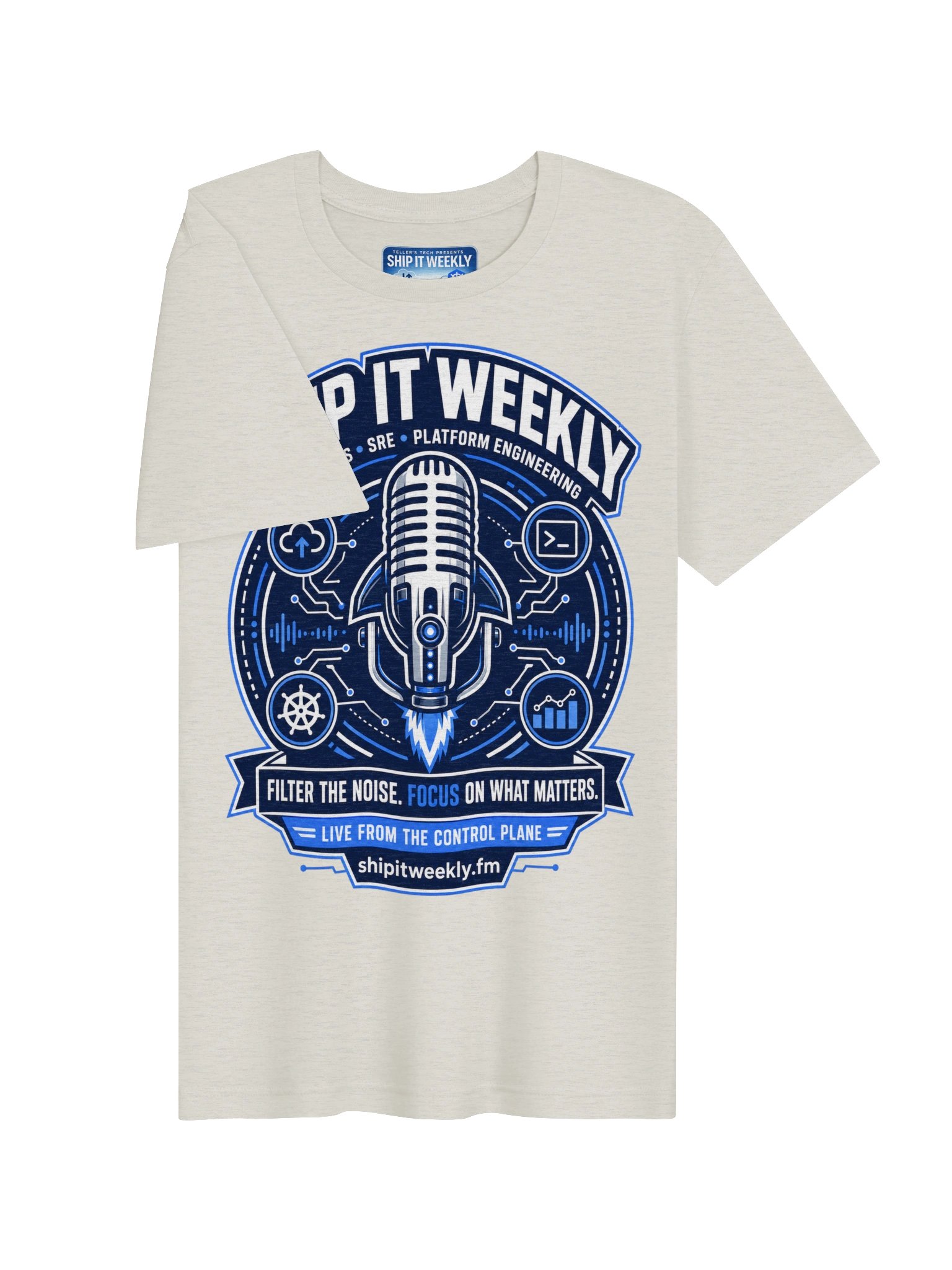 Rocket Mic Control Plane | Ship It Weekly DevOps Tee product image (3)
