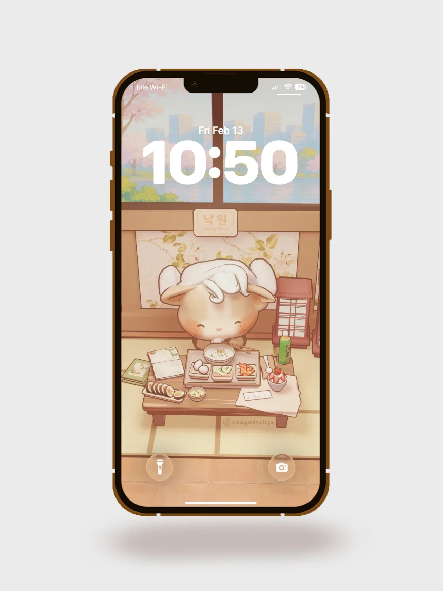 Free "Happy Place" Spa Day iPhone Wallpaper - Cozy Kawaii Art | Cozy Desk Life product image (1)