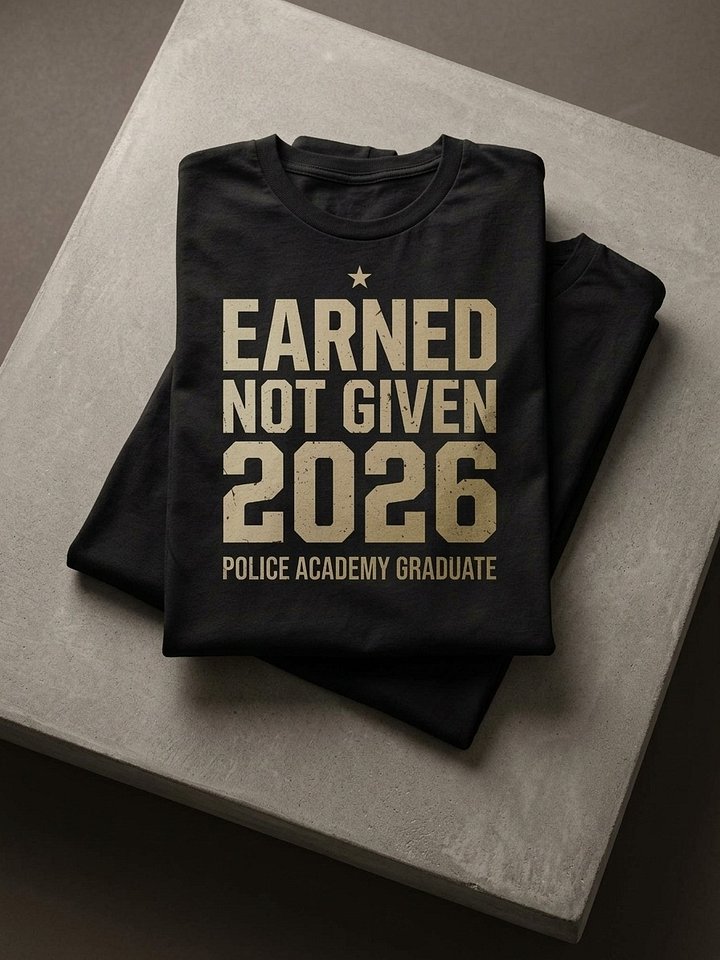 Earned Not Given 2026 T-Shirt – Police Academy Graduate Shirt product image (1)