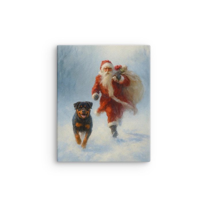 Rottweiler & Santa's Winter Run Sleek Slim Canvas Art product image (3)