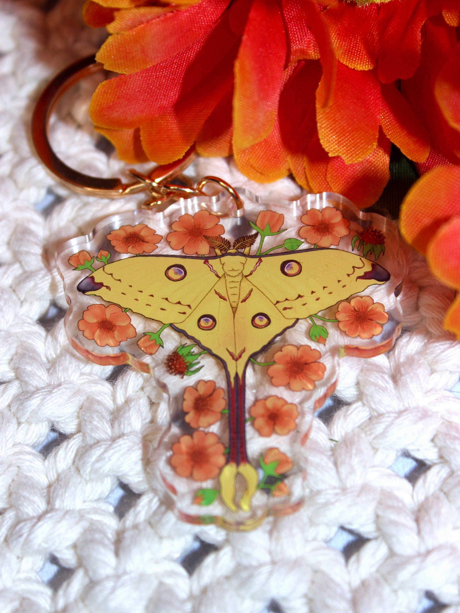 Floral Comet Moth Acrylic Keychain product image (5)