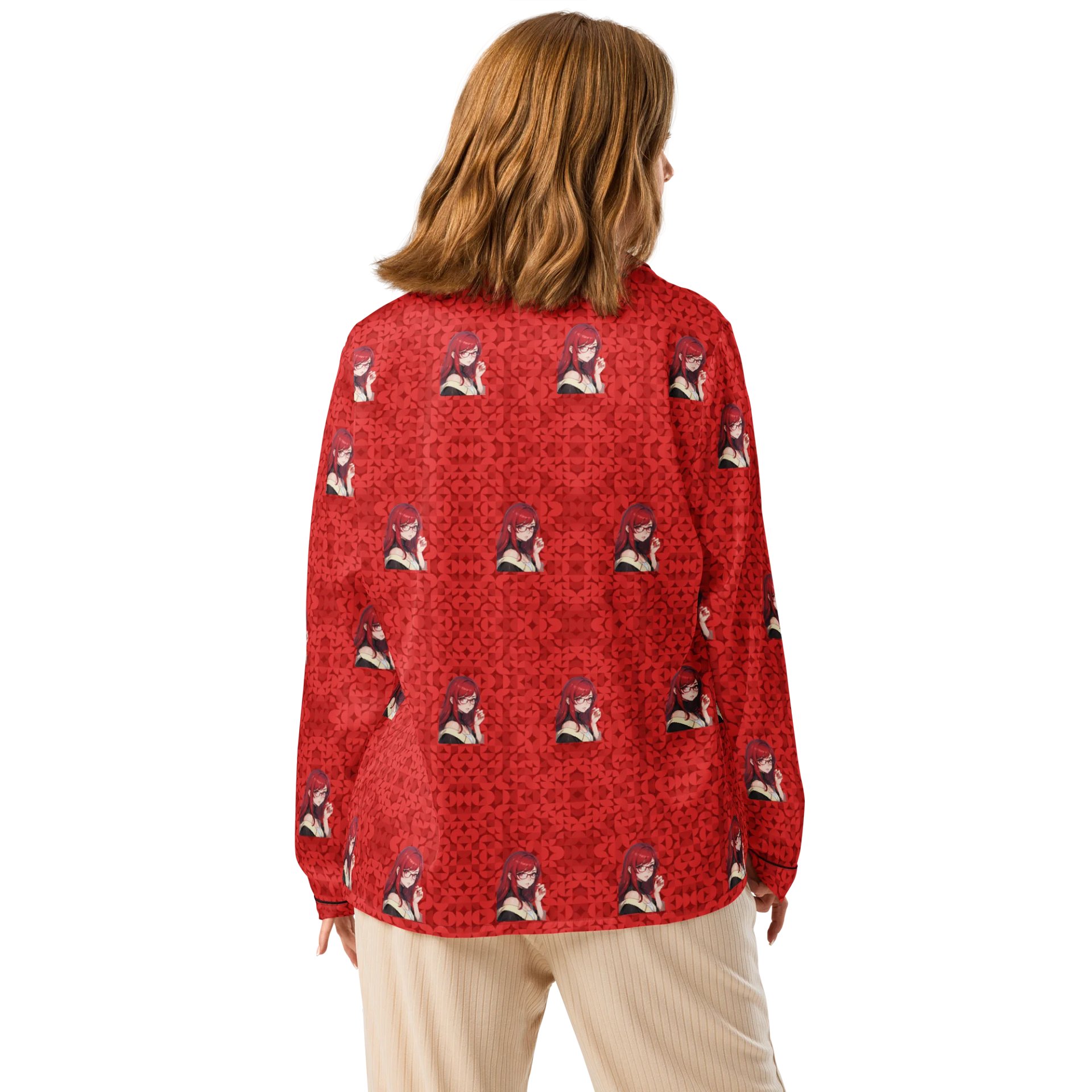 (Red WAIFU) K Women's Long Sleeve Pajama Top product image (2)