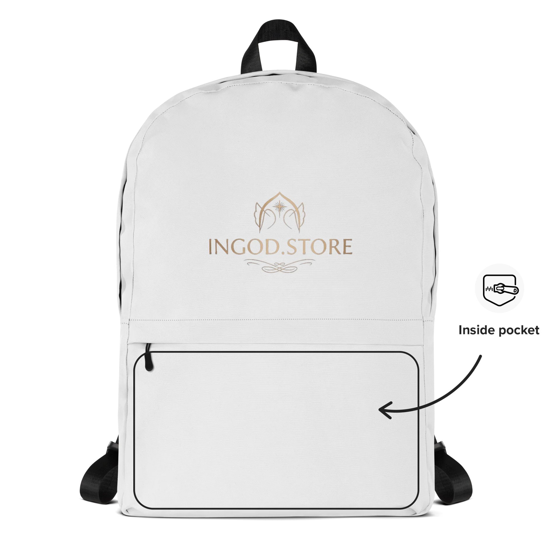 INGOD.STORE "Journey in Faith" Backpack - White Christian Daypack with Inside Pocket, Versatile Scripture-Inspired Bag for School, Travel & Church product image (2)