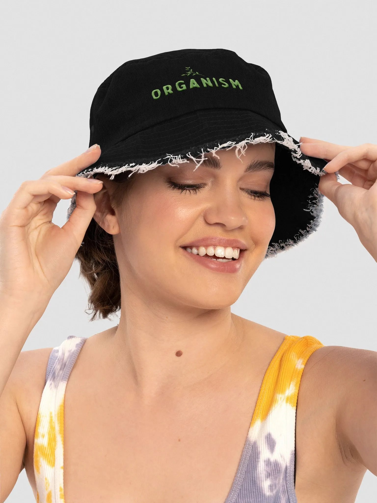 "Organism" Distressed Denim Bucket Hat product image (11)