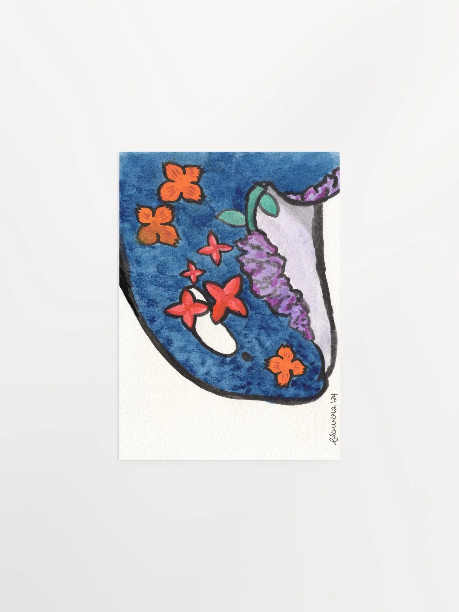 floral orca 04 - watercolour on paper - print product image (2)