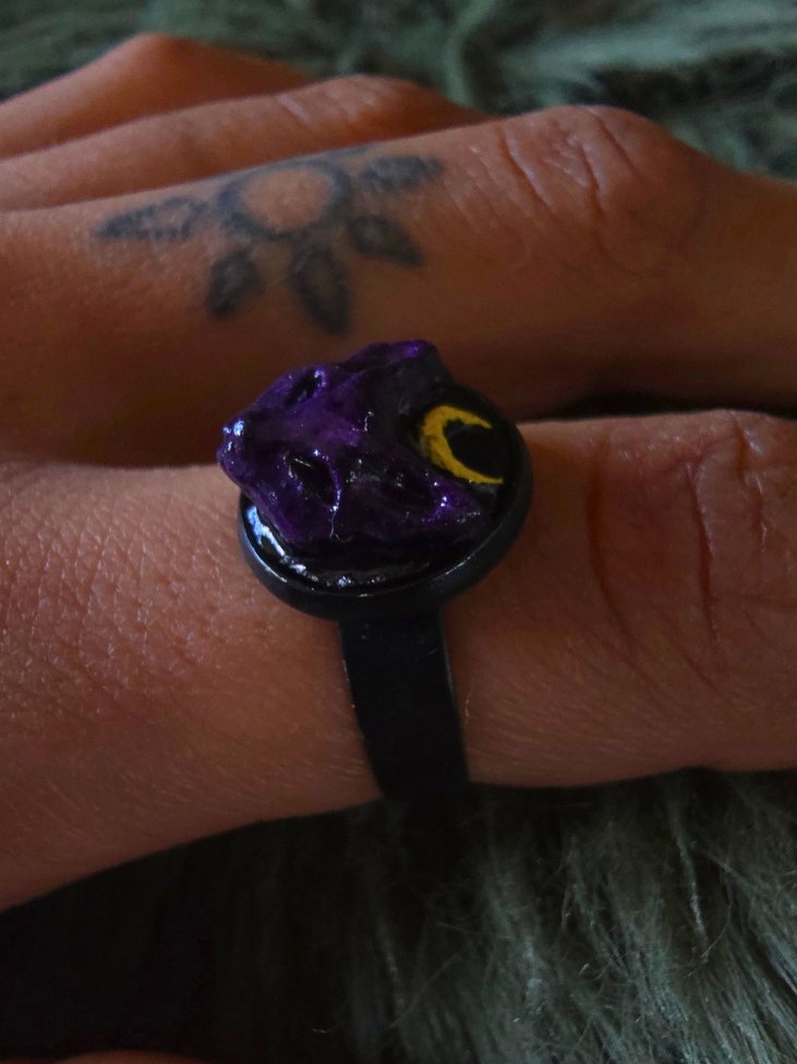Customisable Colour Cat Moon Guardian - Black Ring product image (4)