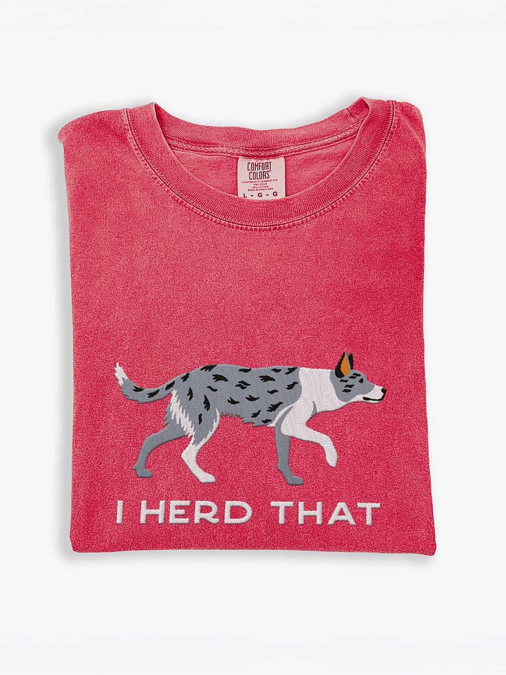 I Herd That T-Shirt(Embroidered) of a Smooth-Coated Border Collie(Blue Merle) product image (1)