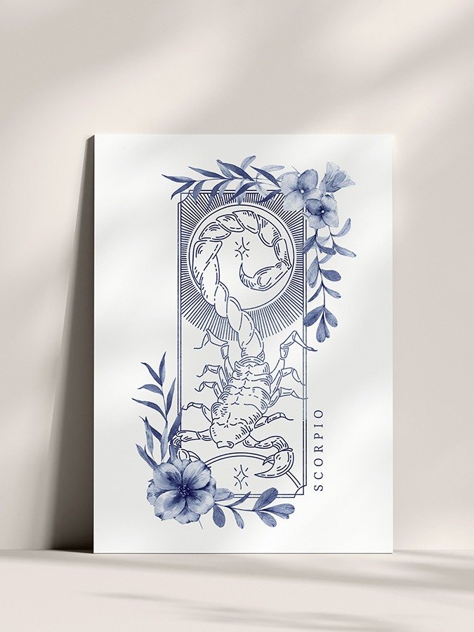 Scorpio Blue Line Art Zodiac Print product image (2)