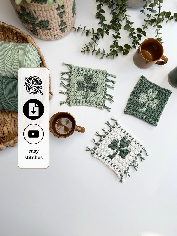 Shamrock Crochet Coaster Pattern product image (1)