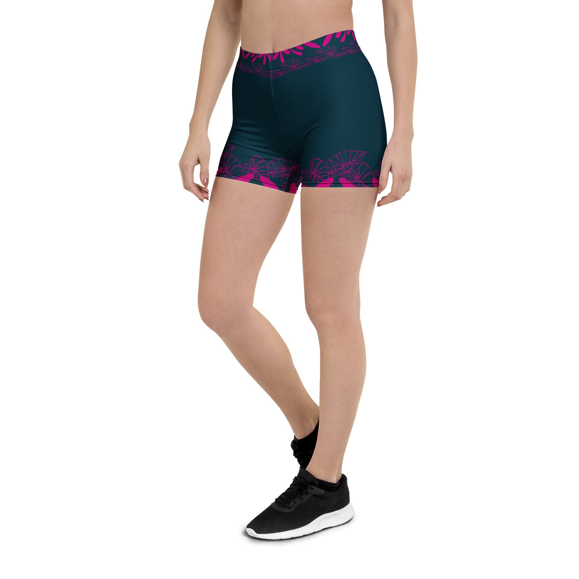 Short imprimé intégral à bordure en dentelle turquoise et magenta product image (6)