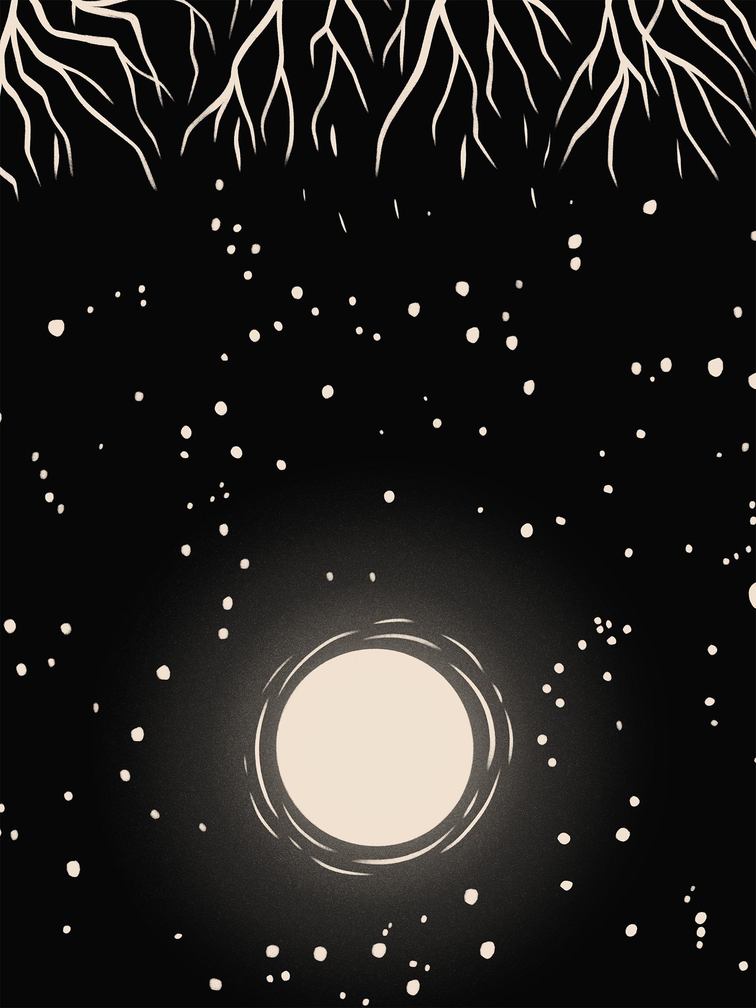 Forest Night Sky Print, Full Moon in the Woods Art product image (2)