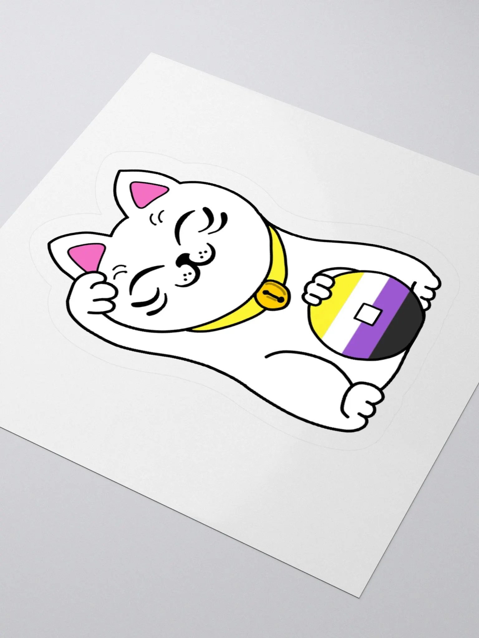 Maneki neko nonbinary pride sticker product image (8)