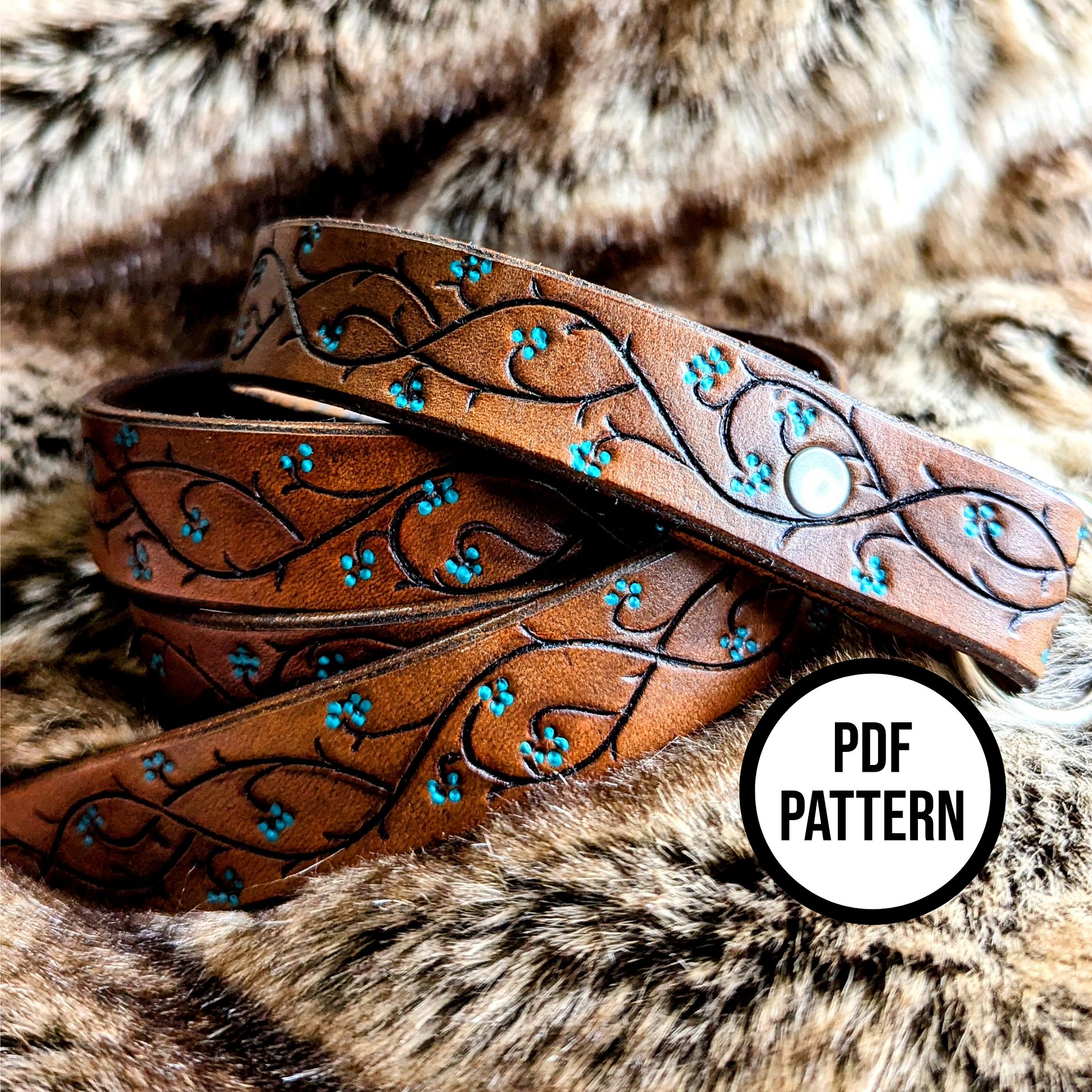 Elven Vines Leather Ring Belt - PDF Pattern for Leatherwork product image (4)