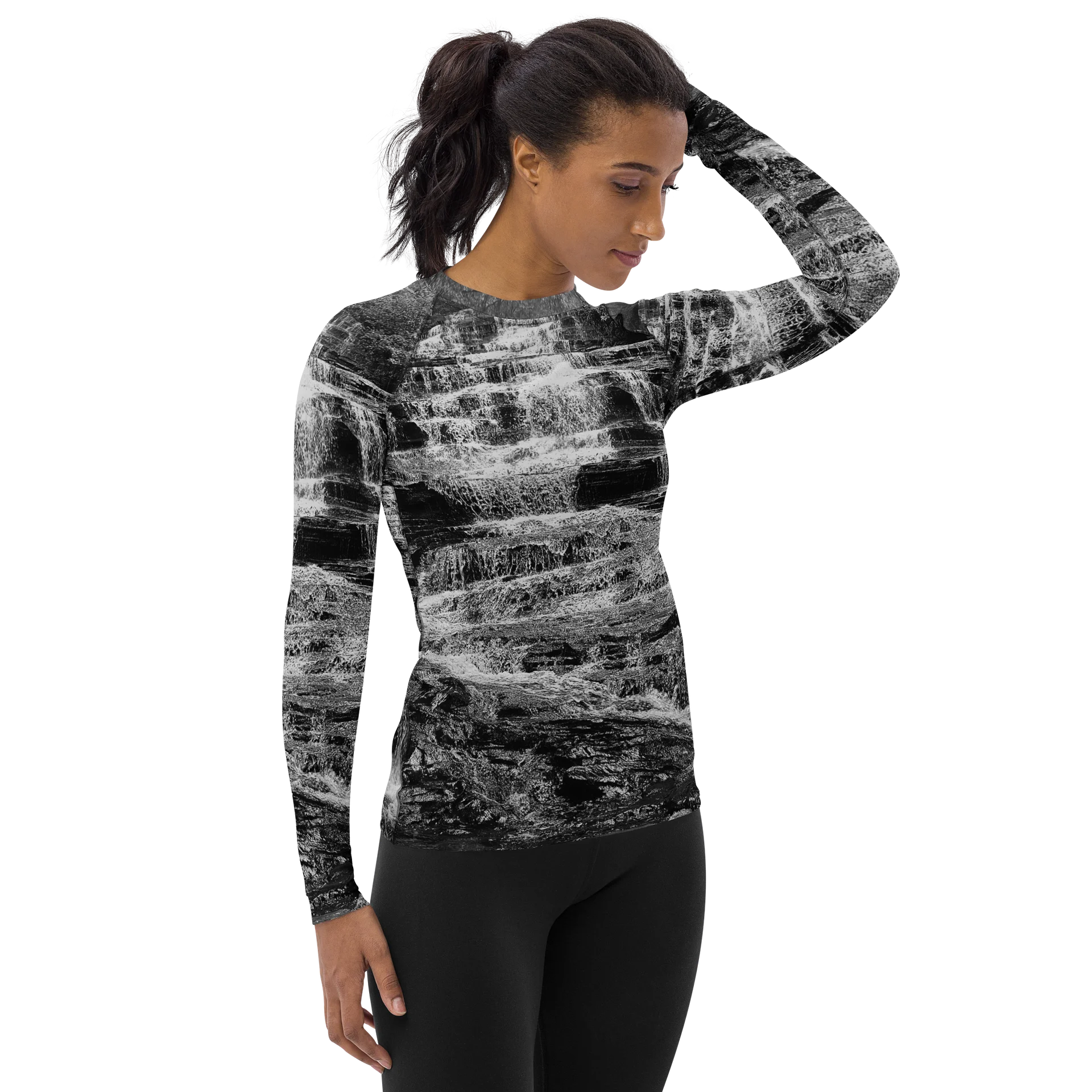 Cascades In Black Women's Rash Guard product image (4)