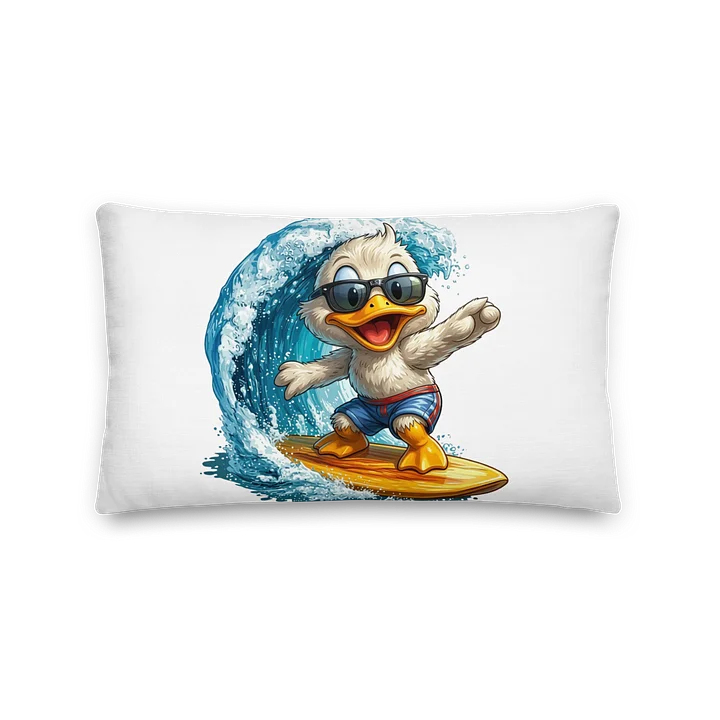 „Surf-Ducky Deluxe“ – Das coole Ente-auf-Welle Dekokissen product image (4)