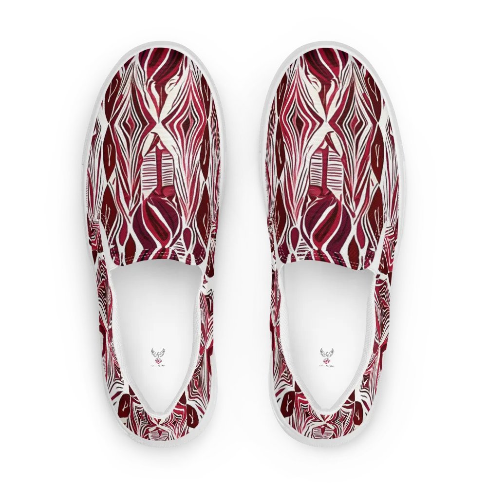 Women's Burgundy & White Abstract Art Painted Slip-On Shoes product image (5)